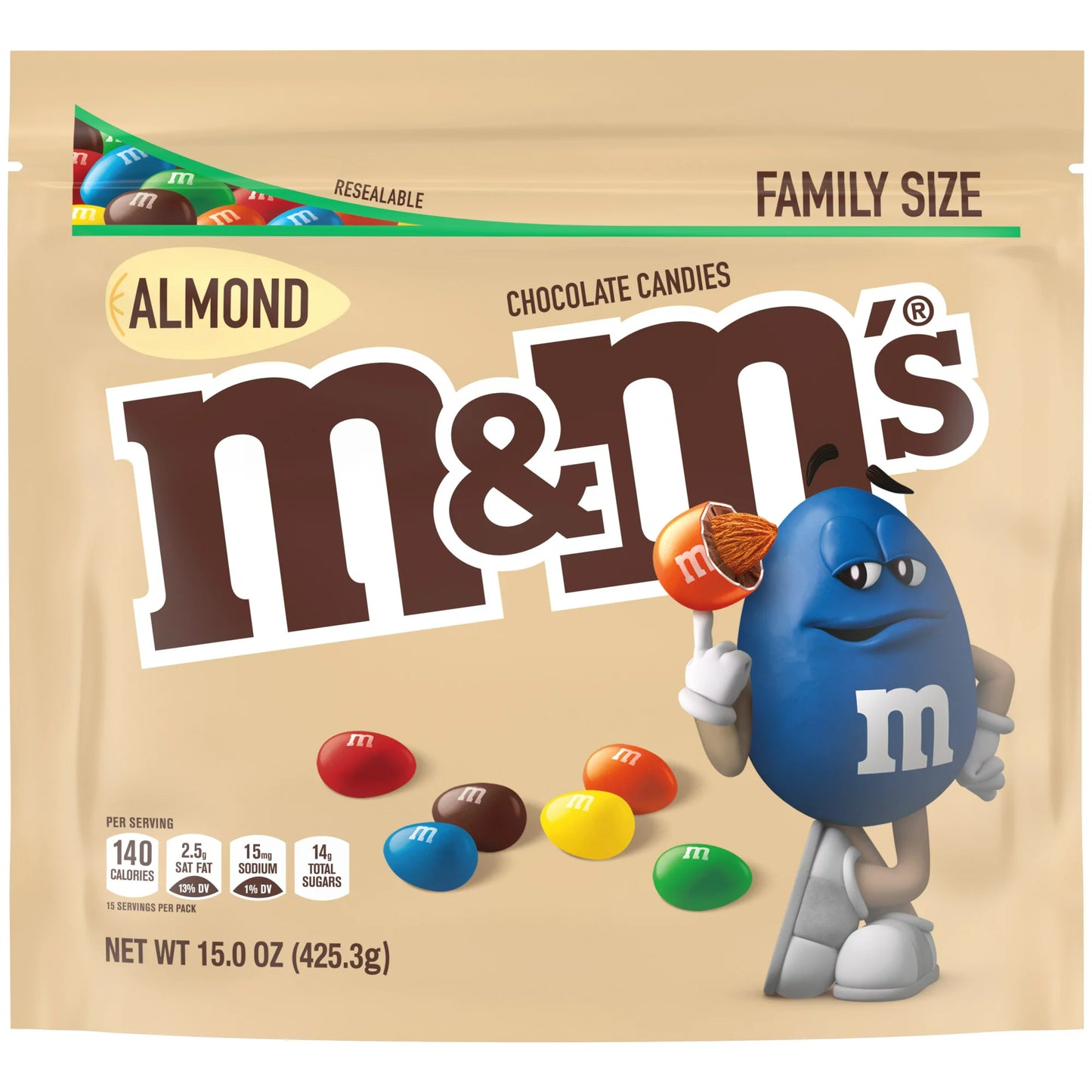 M&M's Almond Milk Chocolate Candy, Family Size - 15 oz