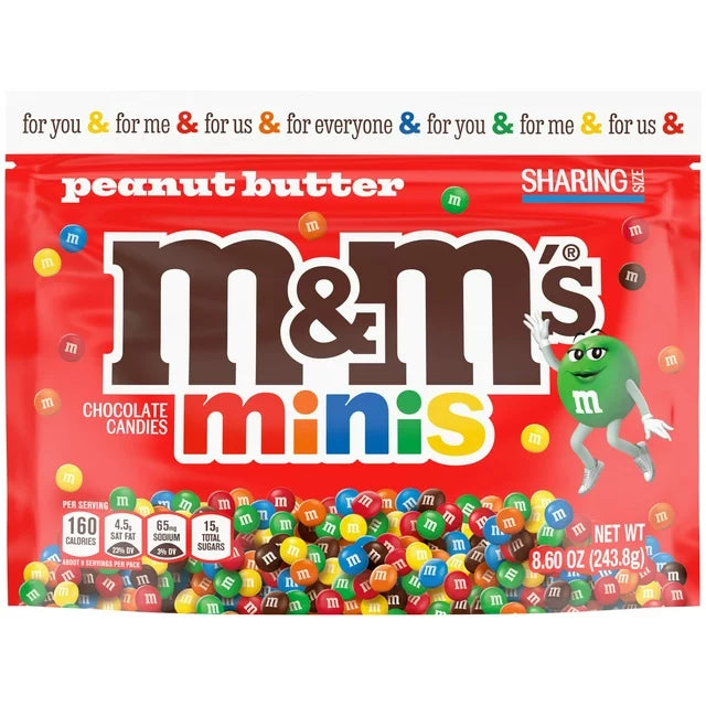 M&M's Minis Peanut Butter Milk Chocolate Candy, Sharing Size - 8.6 Oz. Bag