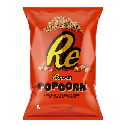Reese's Popcorn, 5.25oz Grocery Sized Bag, Popcorn Drizzled in Reese's Peanut Butter and Chocolate