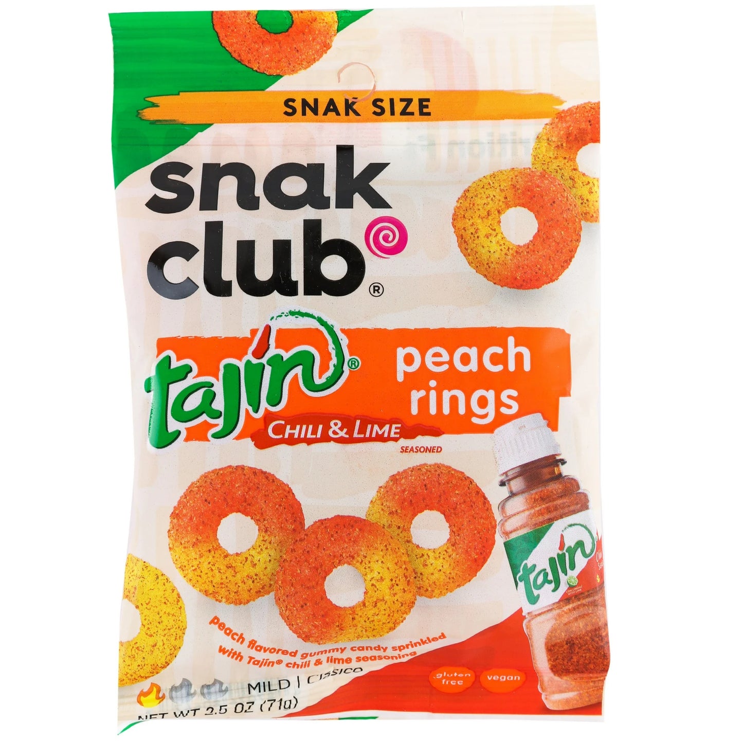 Snak Club Tajin Clasico Chile Lime Seasoned Peach Rings 2.5 oz.