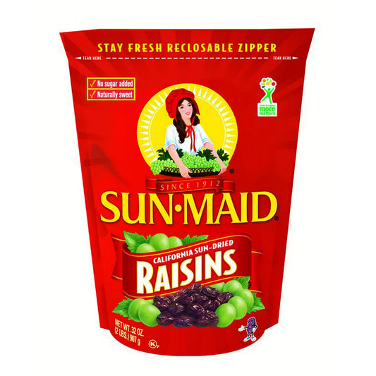 Sun-Maid California Sun-Dried Raisins, Dried Fruit Snack, 32 oz Bag