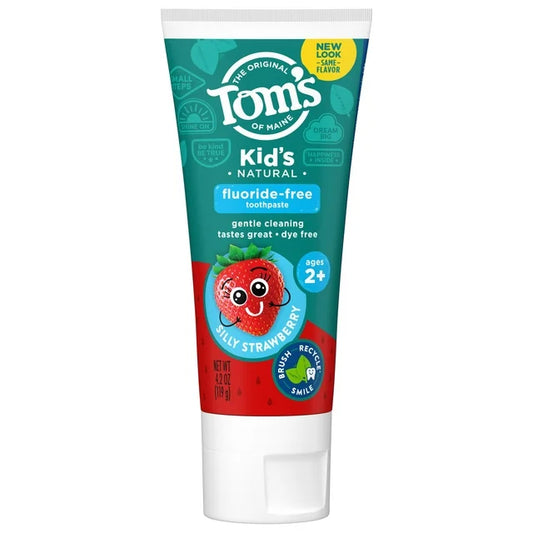 Tom's of Maine Children's Fluoride Free Toothpaste Silly Strawberry Anticavity Natural Toothpaste, 4.2oz