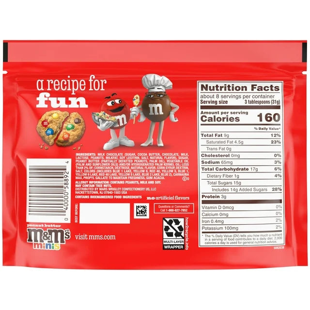 M&M's Minis Peanut Butter Milk Chocolate Candy, Sharing Size - 8.6 Oz. Bag