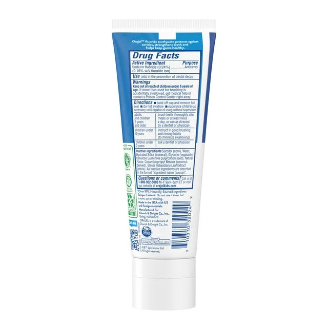 Orajel Kids Paw Patrol Anti-Cavity Fluoride Toothpaste, Natural Fruity Bubble Flavor, 4.2oz Tube