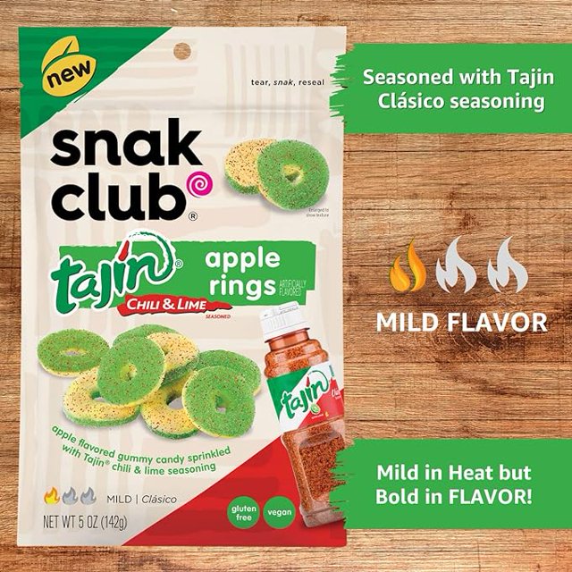 Snak Club Tajin Apple Rings, Chili & Lime Seasoned, 5 oz