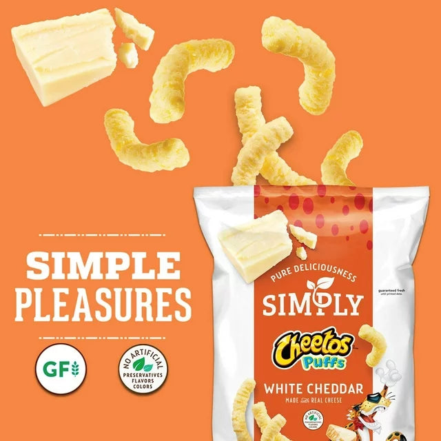 Simply Cheetos Puffs Cheese Flavored Snacks, White Cheddar, 8 Oz