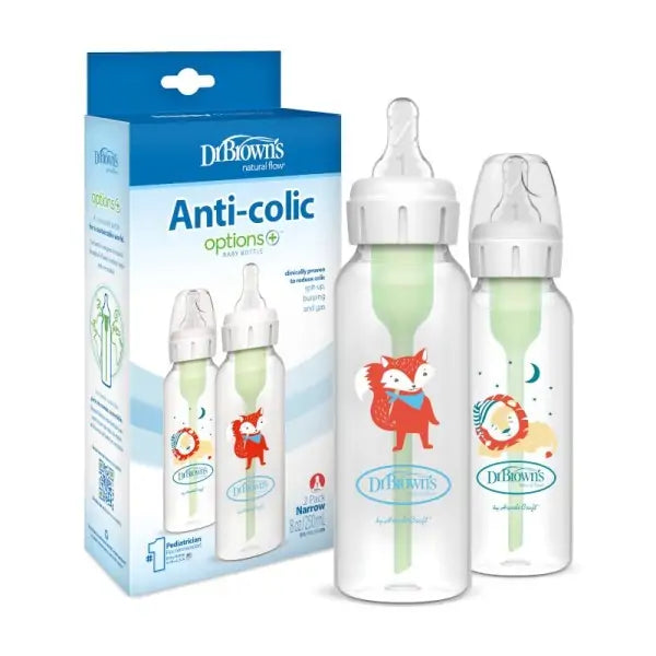 DR BROWNS NATURAL FLOW ANTI-COLIC OPTIONS + BABY BOTTLES 2 PACK 8OX EACH NEW