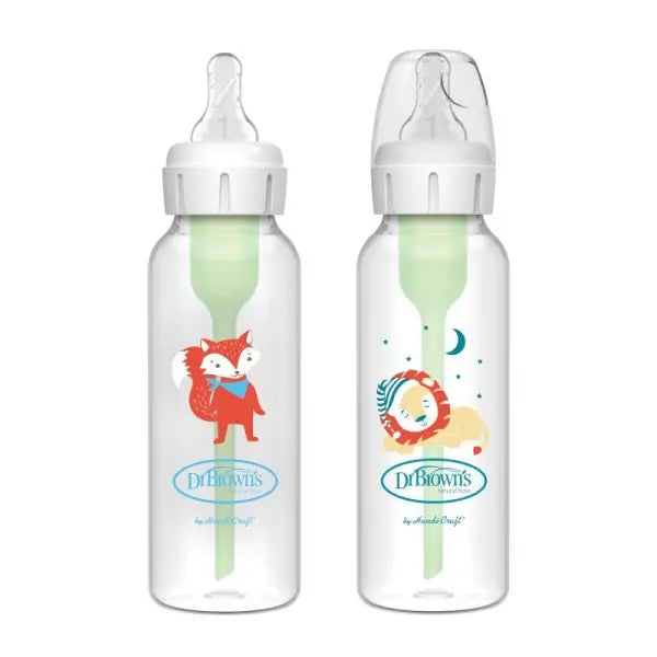 DR BROWNS NATURAL FLOW ANTI-COLIC OPTIONS + BABY BOTTLES 2 PACK 8OX EACH NEW