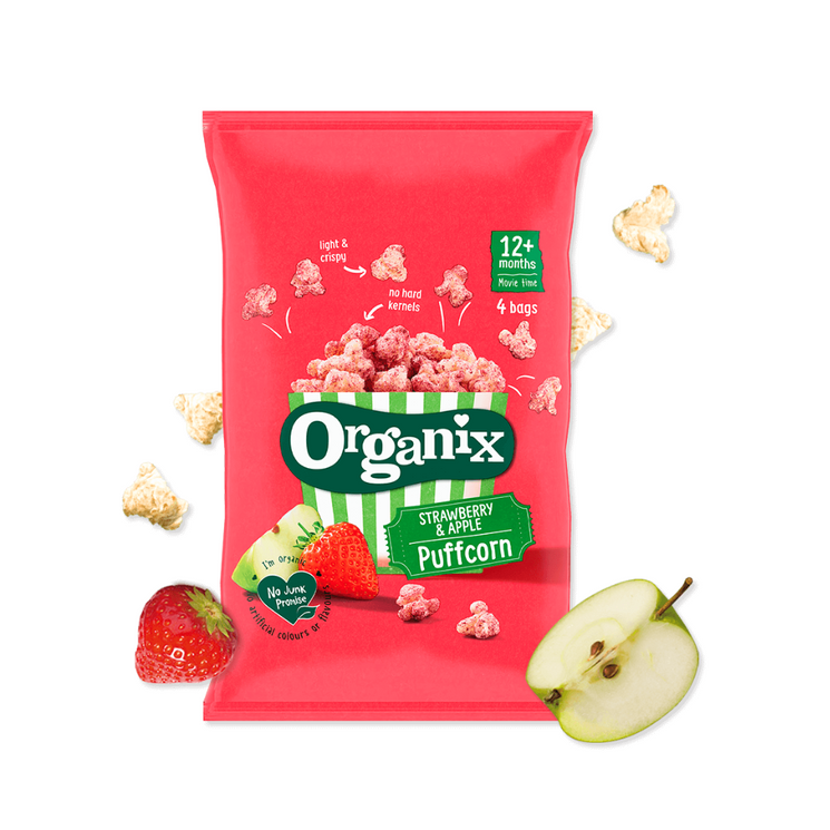 Organix Puffcorns 4pk - Strawberry & Apple