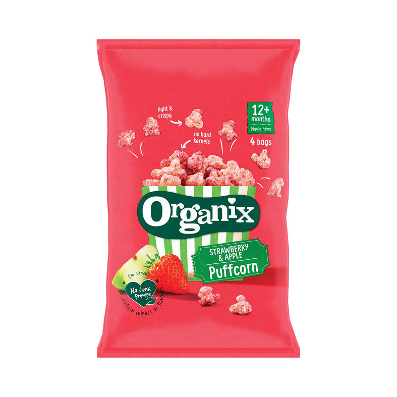 Organix Puffcorns 4pk - Strawberry & Apple