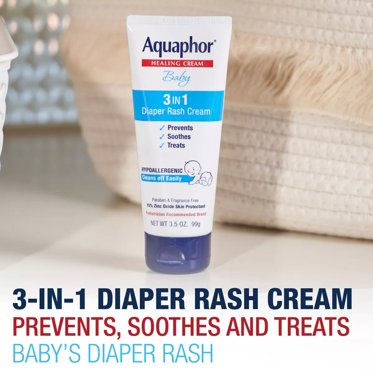 Aquaphor Baby 3-in-1 Diaper Rash Relief Cream - 3.5oz