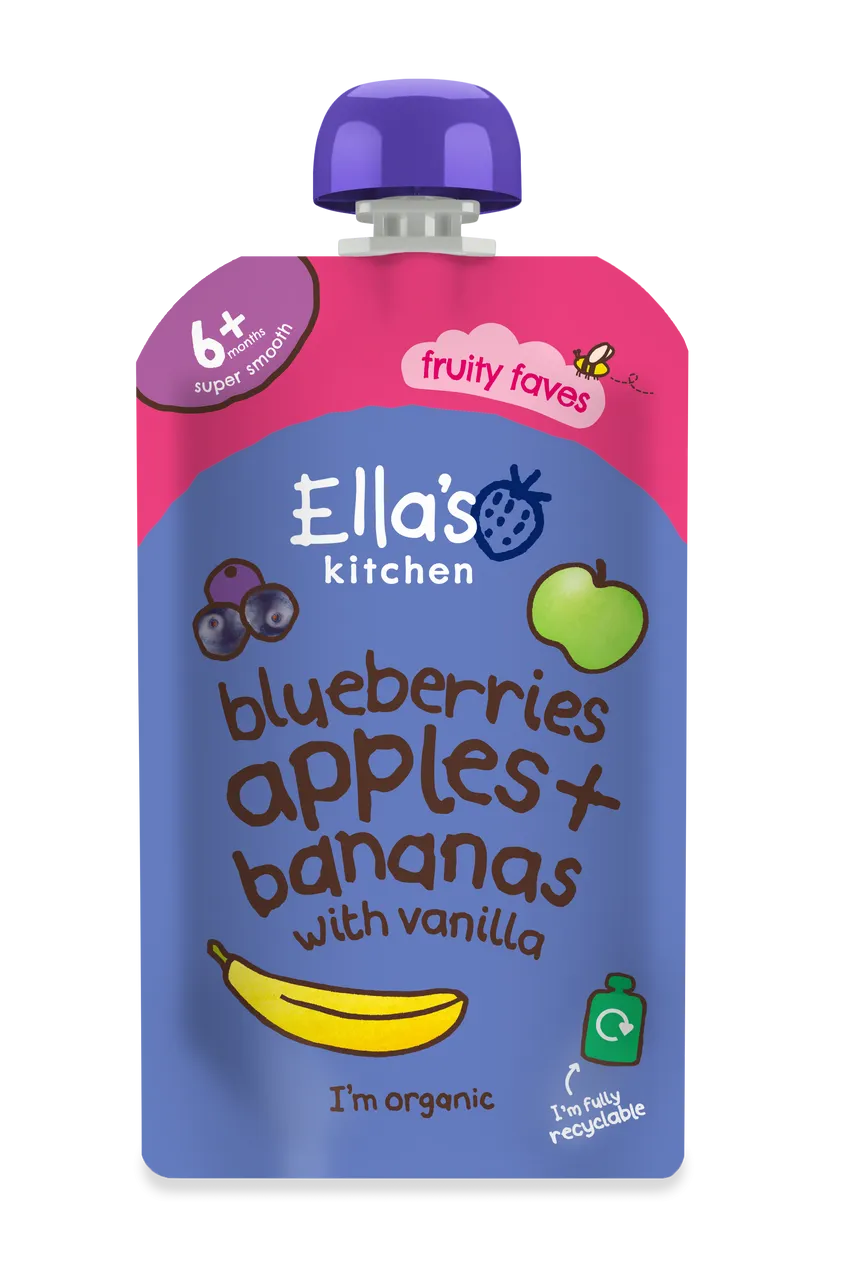 Ella's kitchen Blueberries, apples, bananas + vanilla