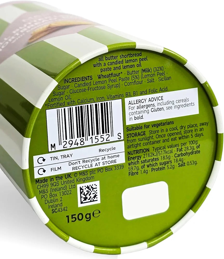 M&S All Butter Lemon Shortbread Rounds with Candied Lemon Peel, 150g