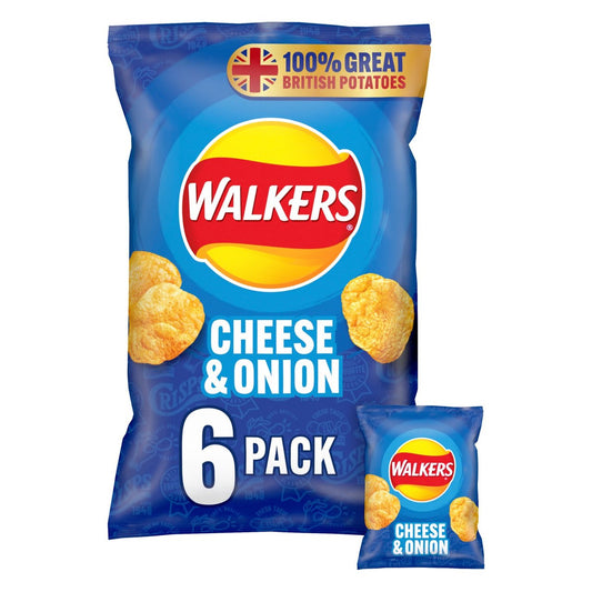 Walkers Cheese & Onion Crisps 6 per pack