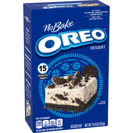 Jell o No Bake Oreo Dessert Kit with Filling Mix, Crust Mix & Cookie Pieces , 12.6 oz Box