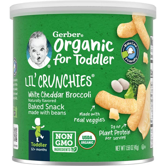 Gerber Organic Lil Crunchies White Cheddar Broccoli