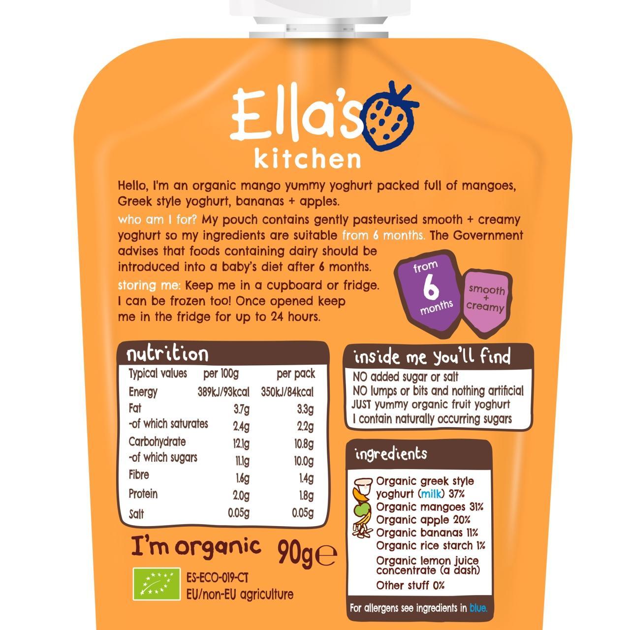 Ella's Kitchen Mango Organic Yoghurt Pouch, 6 mths+ 90g