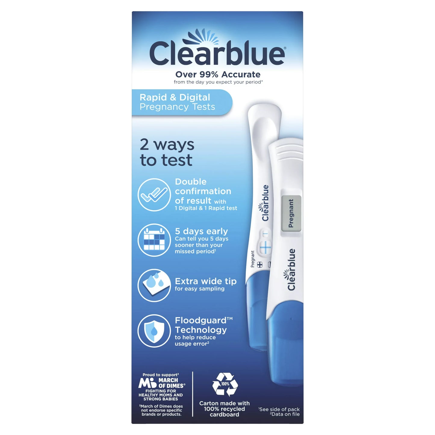 Clearblue Combo Pregnancy Test 2 Ct, Digital and Rapid Detection