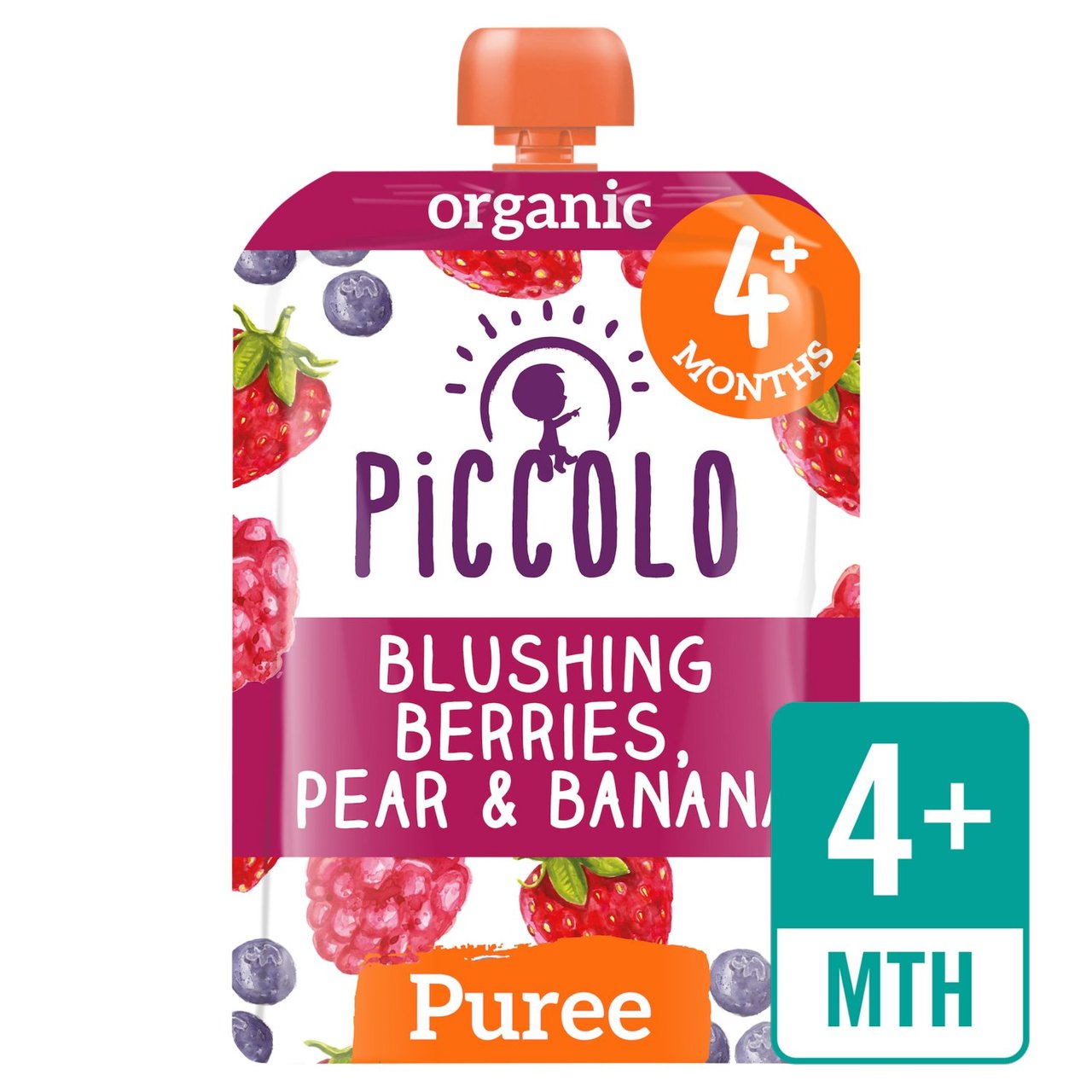 Piccolo Blushing Berries, Pear & Banana Organic Pouch, 4 mths+ 100g