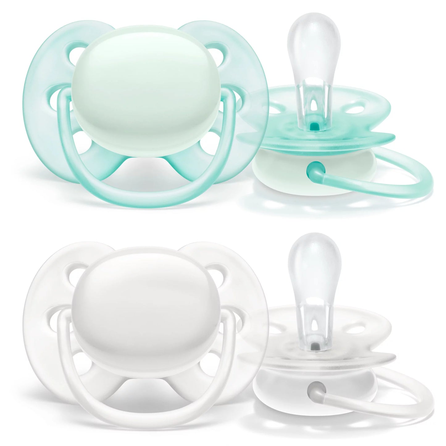Philips Avent Ultra Soft Pacifier, 0-6 Months, Arctic White / Green, 2 Pack,