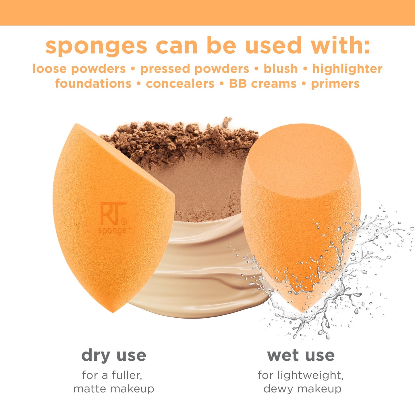 Real Techniques Miracle Complexion Makeup Sponge, Makeup Blender Sponge for Liquid Foundation and Concealer, 2 Count