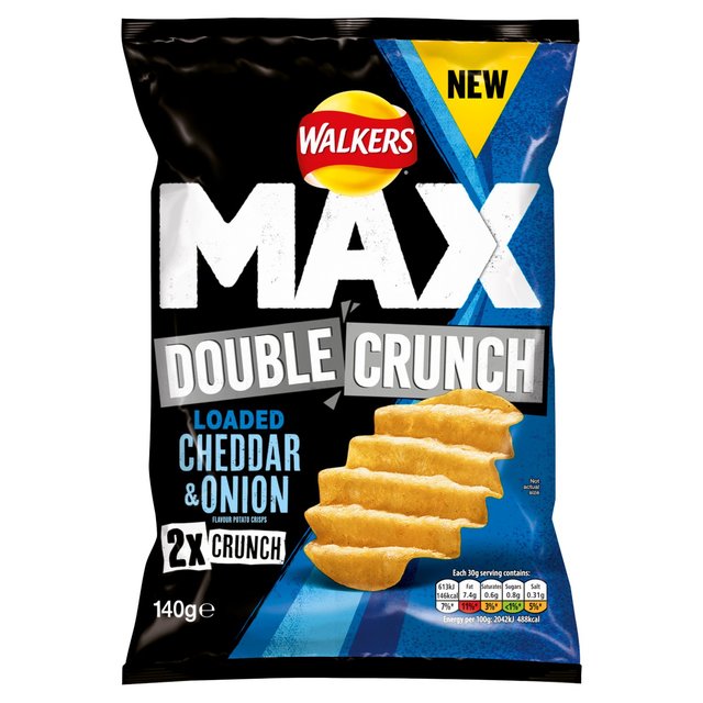 Walkers Max Double Crunch Cheddar & Onion Sharing Crisps 140g