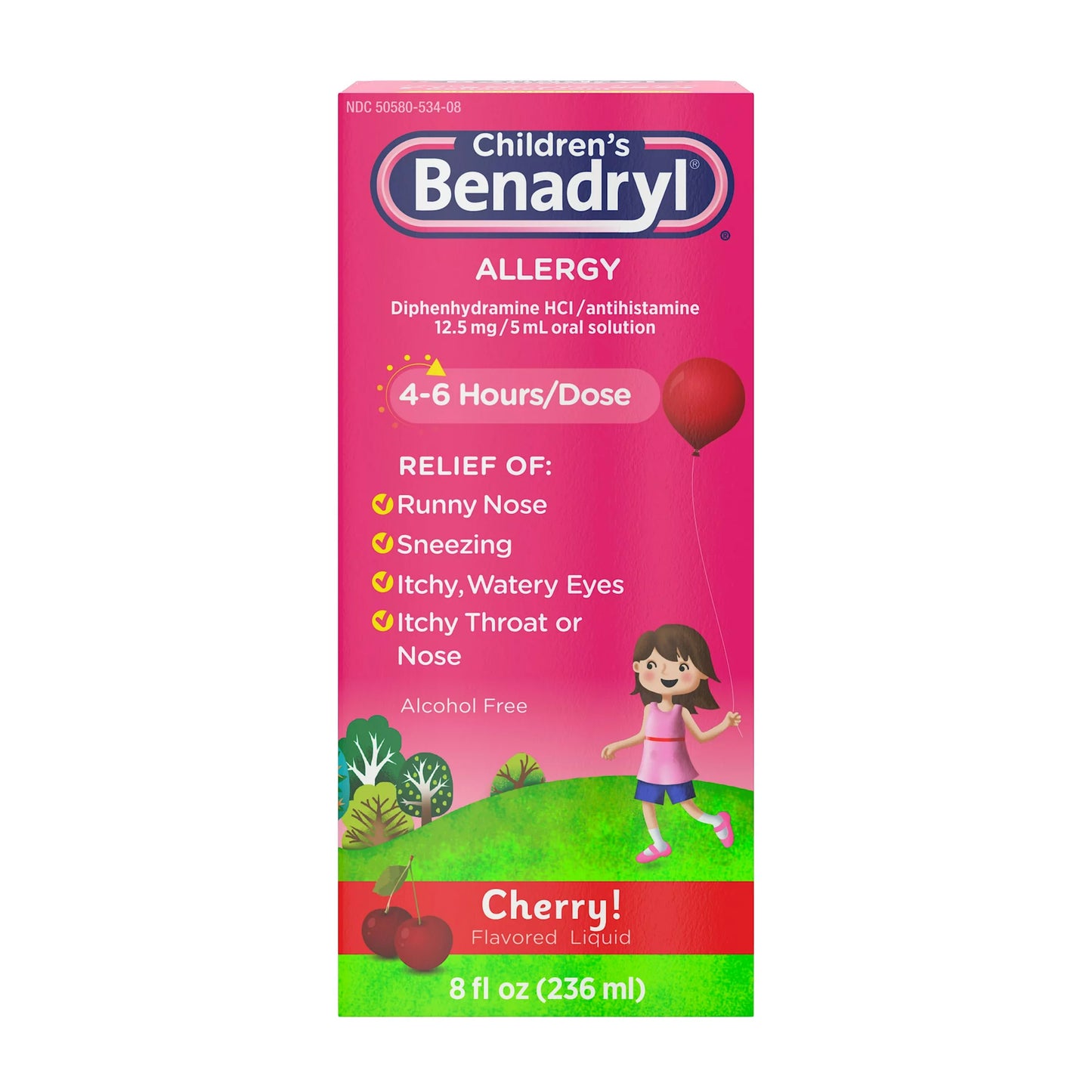 Children's Benadryl Allergy Relief Liquid, Cherry Flavor, 8 fl. oz