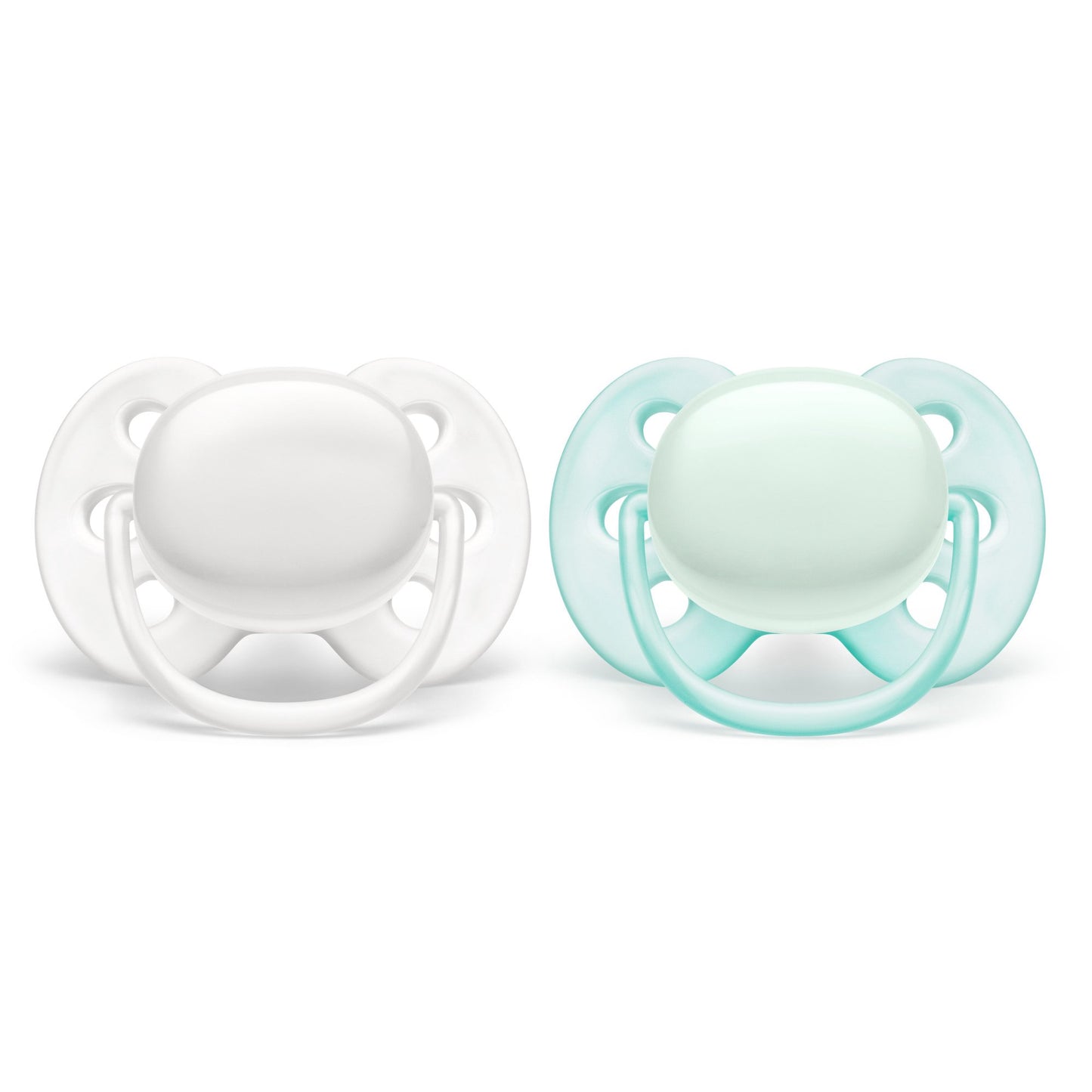 Philips Avent Ultra Soft Pacifier, 0-6 Months, Arctic White / Green, 2 Pack,