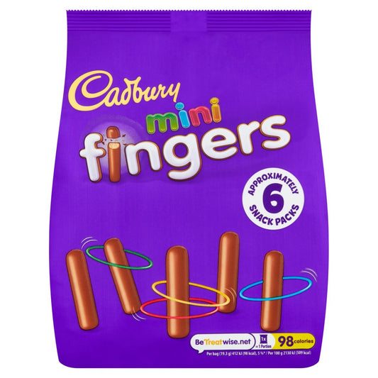 Cadbury Mini Fingers Chocolate Biscuits Snack Packs 116g