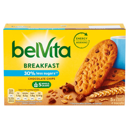 Belvita 30% Less Sugar Chocolate Chips Breakfast Biscuits 5 per pack
