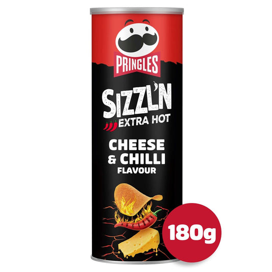 Pringles Sizzl'N Extra Hot Cheese & Chilli Flavour Sharing Crisps 180g