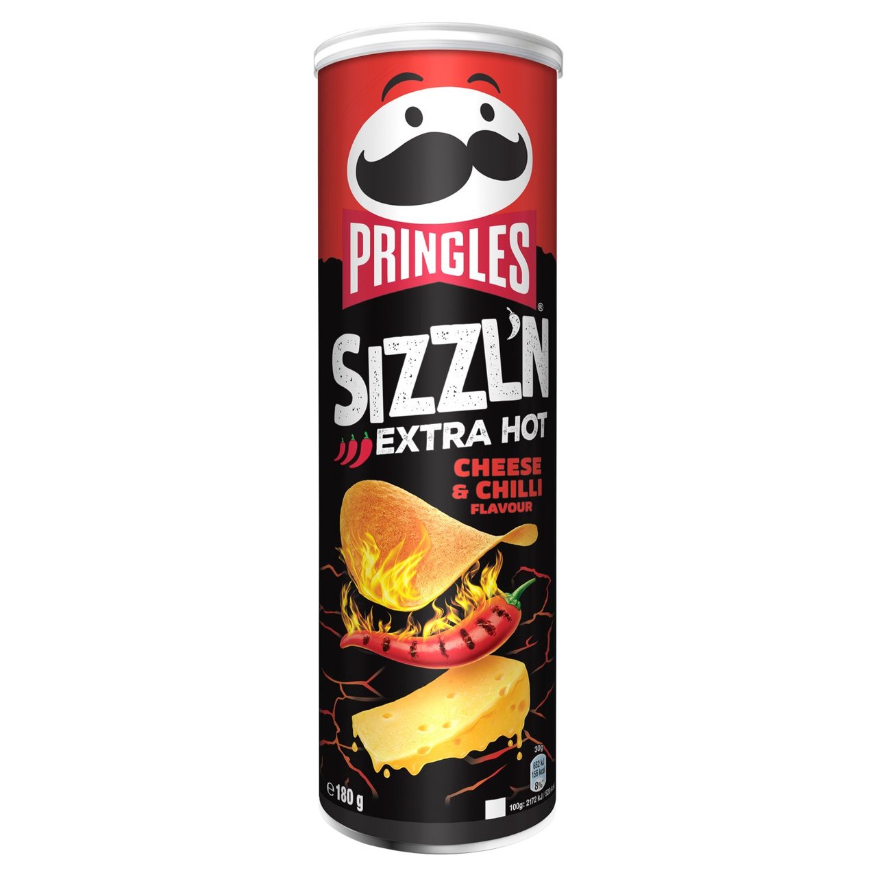 Pringles Sizzl'N Extra Hot Cheese & Chilli Flavour Sharing Crisps 180g
