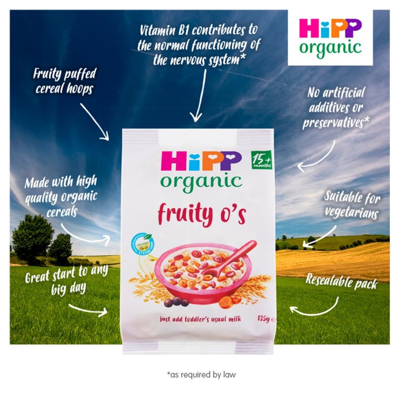 HiPP Organic Fruity O's Cereal, 15 mths+ 135g