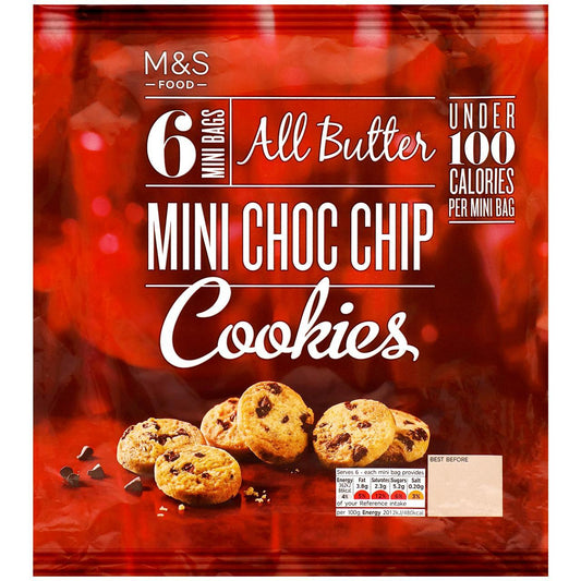 M&S 6 Mini Chocolate Chip Cookie Bags 6 x 18g