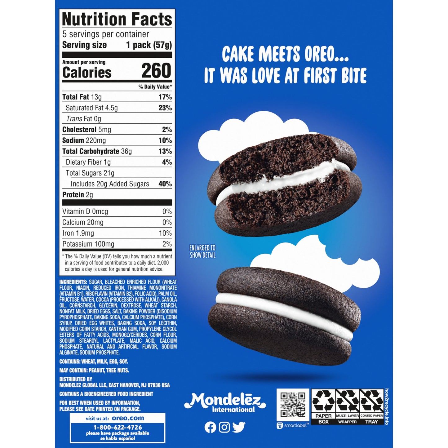 OREO Cakesters Soft Snack Cakes, 5 - 2.02 oz Snack Packs