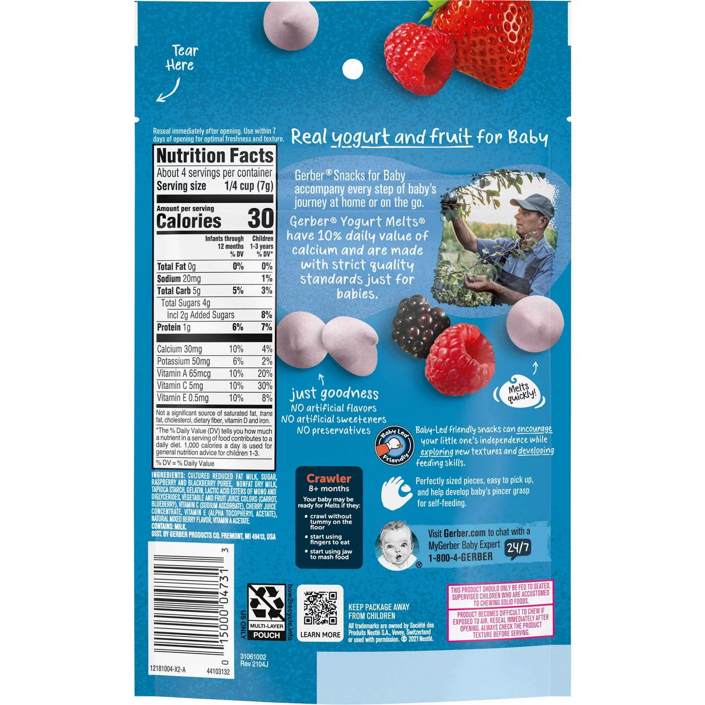 Gerber Snacks for Baby Yogurt Melts, Mixed Berries, 1 oz Bag