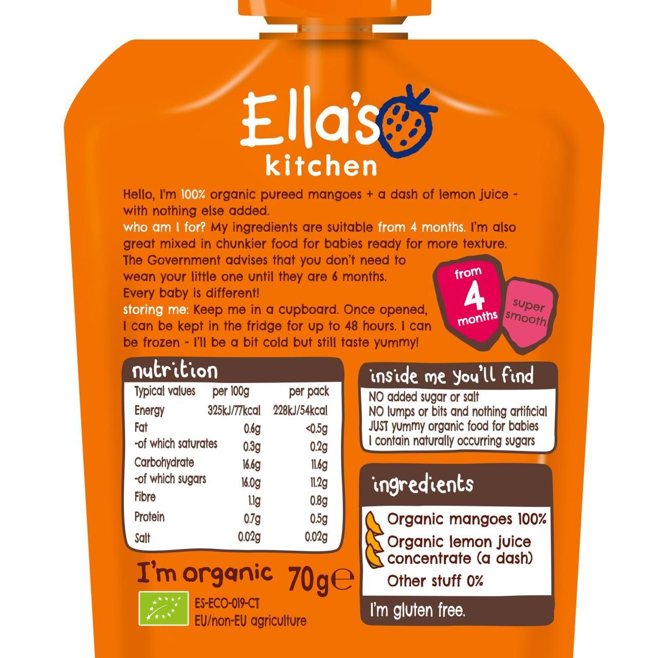 Ella's Kitchen Mango Organic Single Fruit Pouch, 4 mths+ 70g