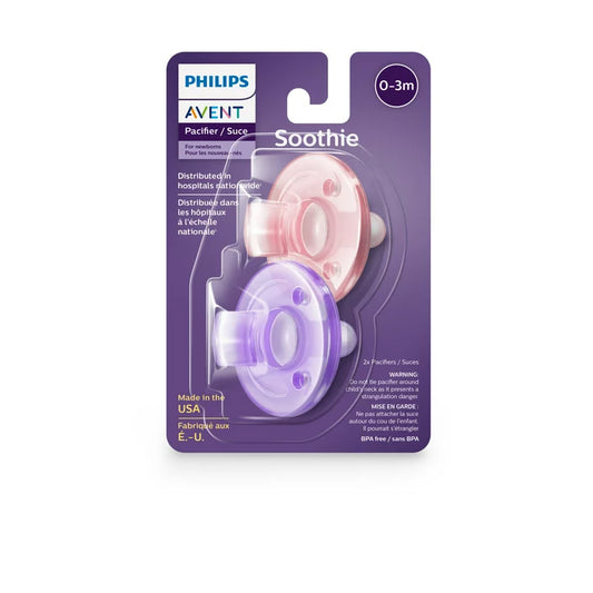 Philips Avent Soothie Pacifier, Pink/Purple, 0-3 Months