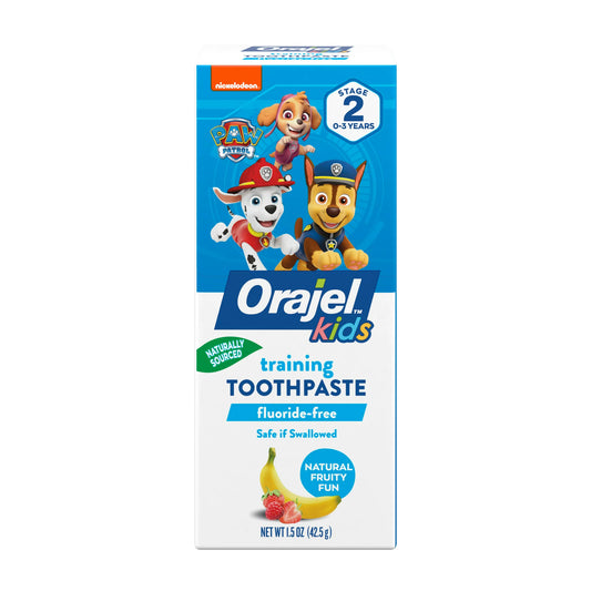 Orajel Kids Paw Patrol Fluoride-Free Training Toothpaste, Natural Fruity Fun Flavor,  Fluoride-Free Toothpaste*, 1.5oz Tube