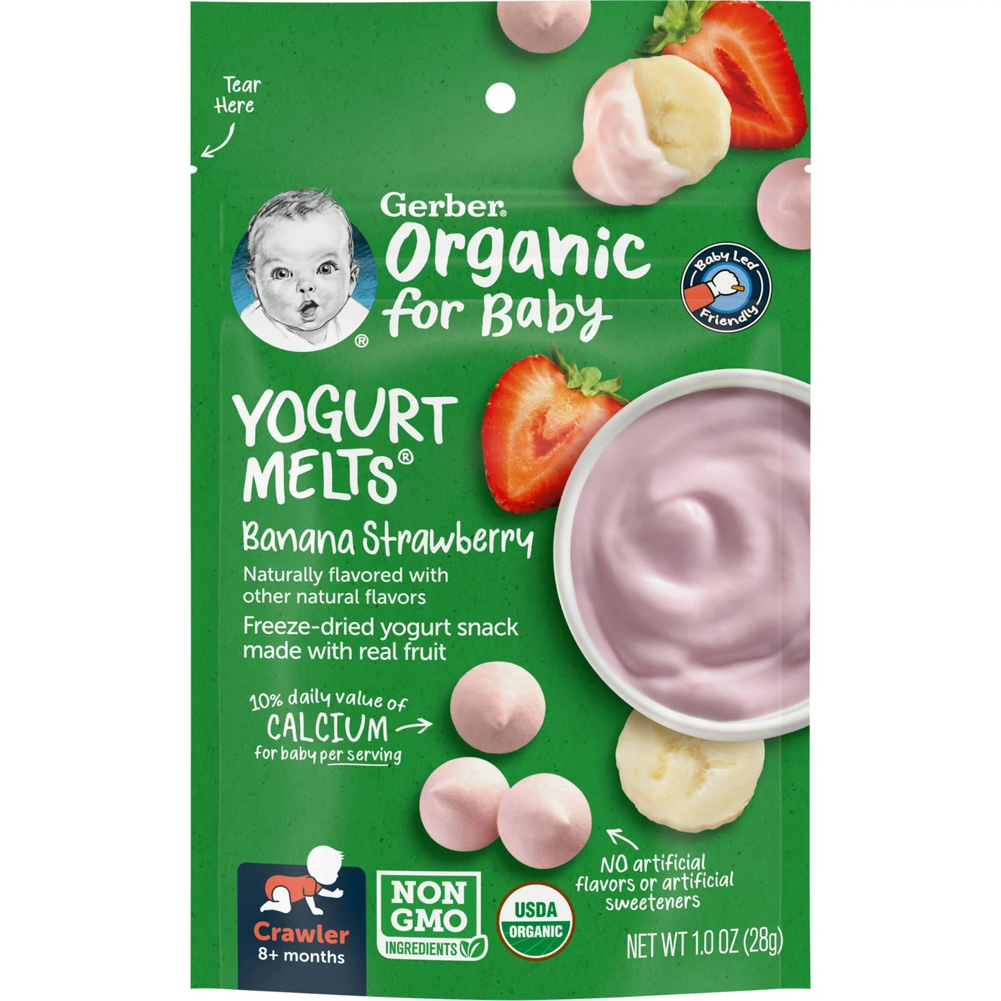 Gerber 2nd Foods Organic for Baby Yogurt Melts, Banana Strawberry, 1 oz Bag