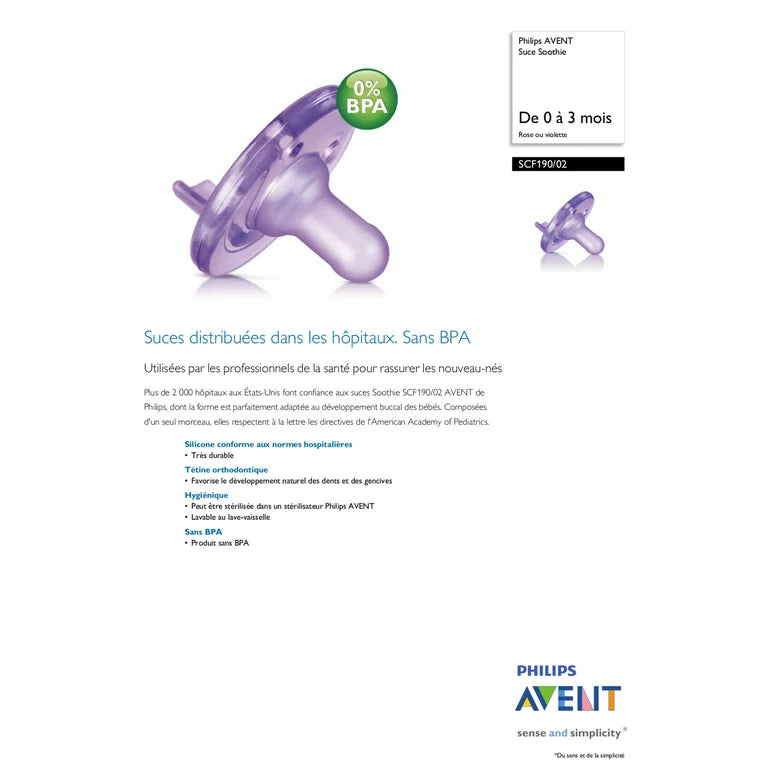 Philips Avent Soothie Pacifier, Pink/Purple, 0-3 Months