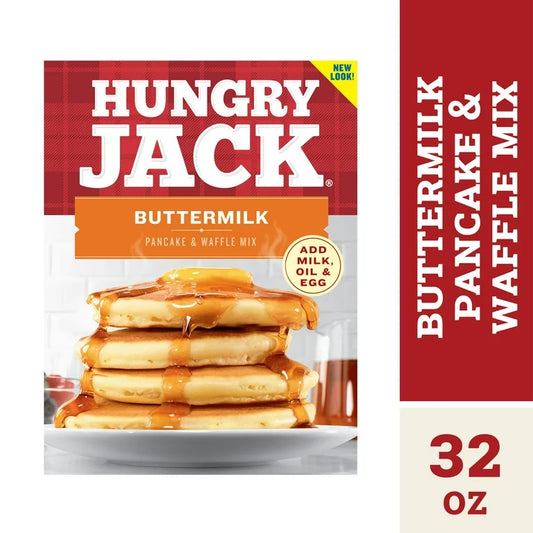 Hungry Jack Complete Buttermilk Pancake Mix and Waffle Mix, 32 Oz Box