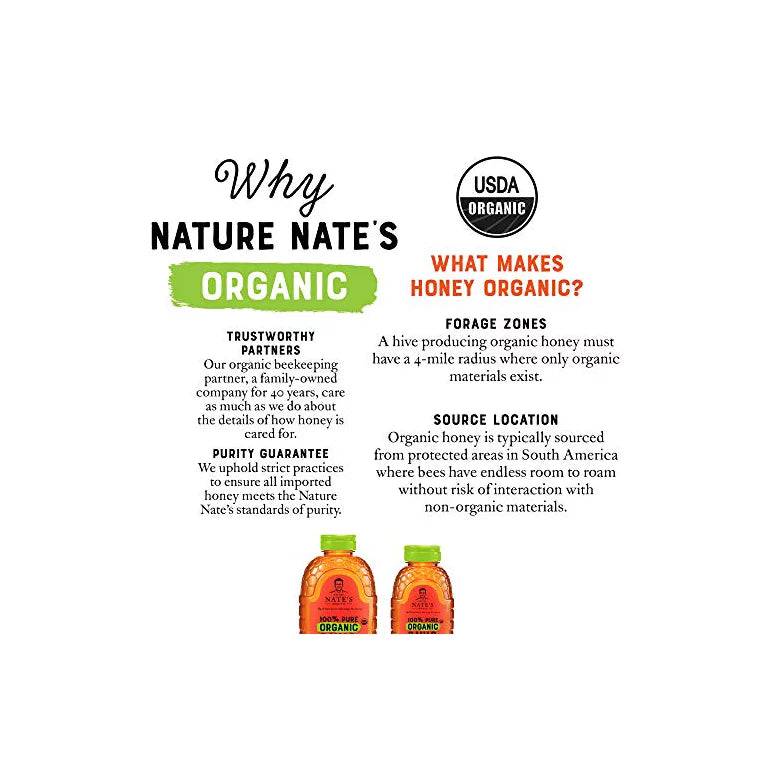 Nature Nate's Organic Honey: 100% Pure, Raw & Unfiltered Honey - 32 fl oz