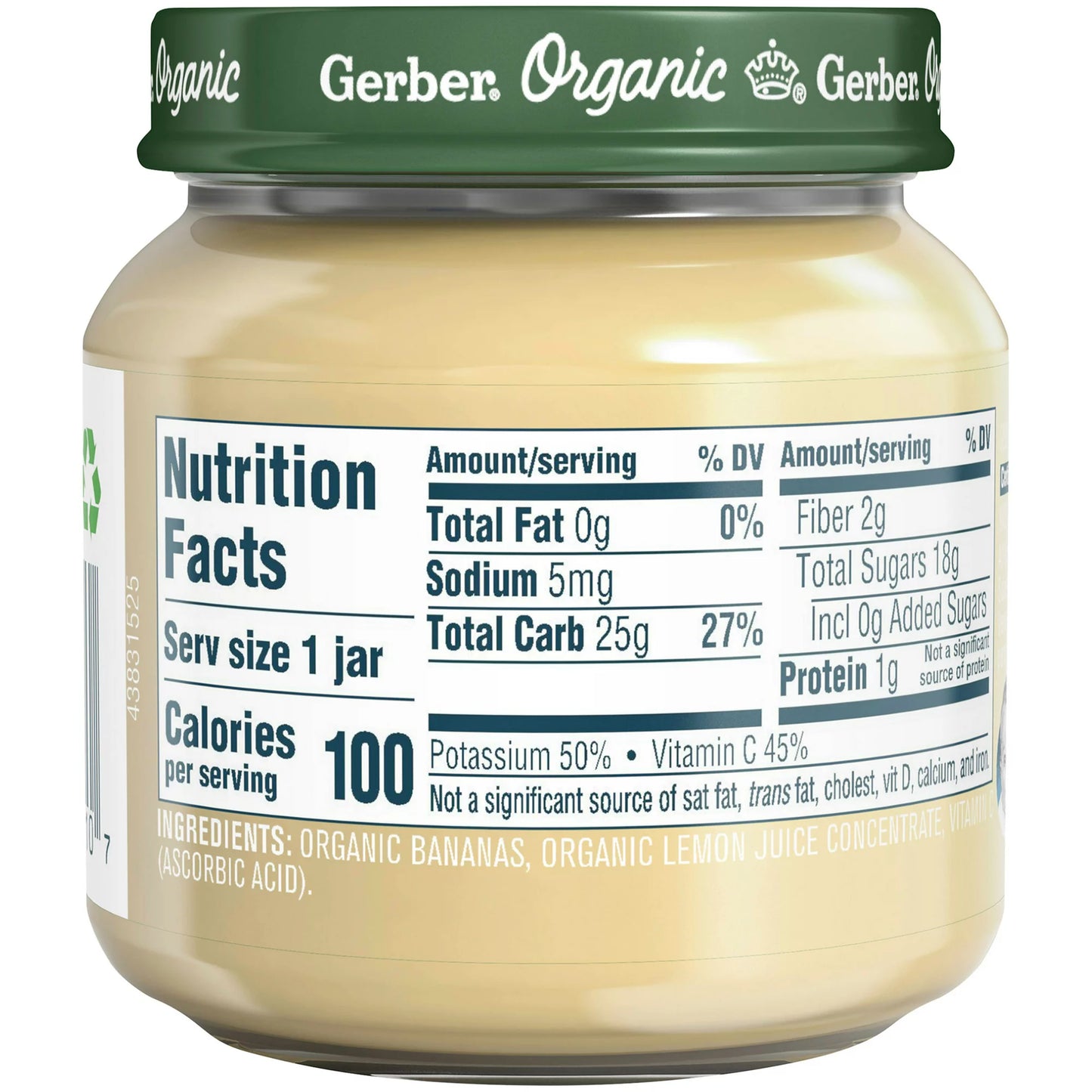 Gerber 1st Foods Organic for Baby Baby Food, Banana, 4 oz Jar