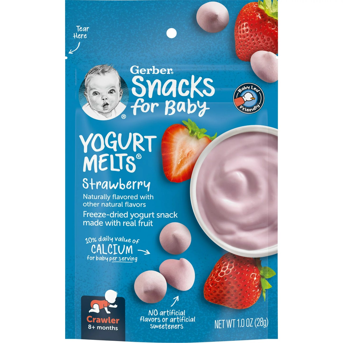 Gerber Snacks for Baby Yogurt Melts, Strawberry, 1 oz Bag