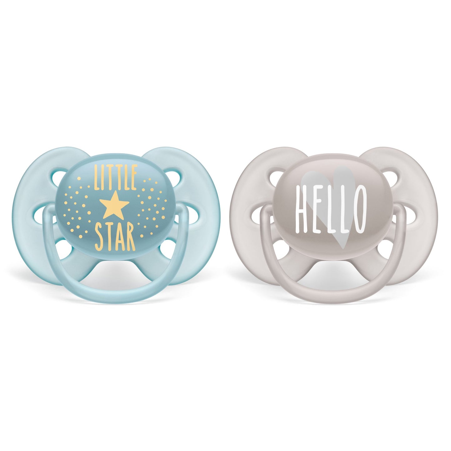 Philips Avent Ultra Soft Pacifier, 6-18 Months, Little Star and Hello Designs, 2 Pack