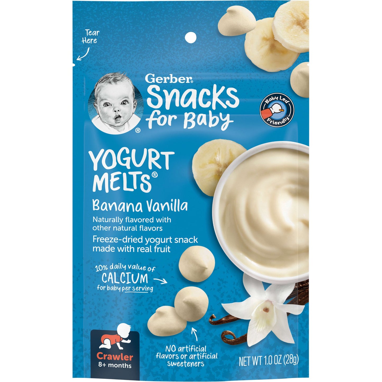 Gerber Snacks for Baby Yogurt Melts Banana Vanilla Freeze Dried Yogurt, 1 oz Bag