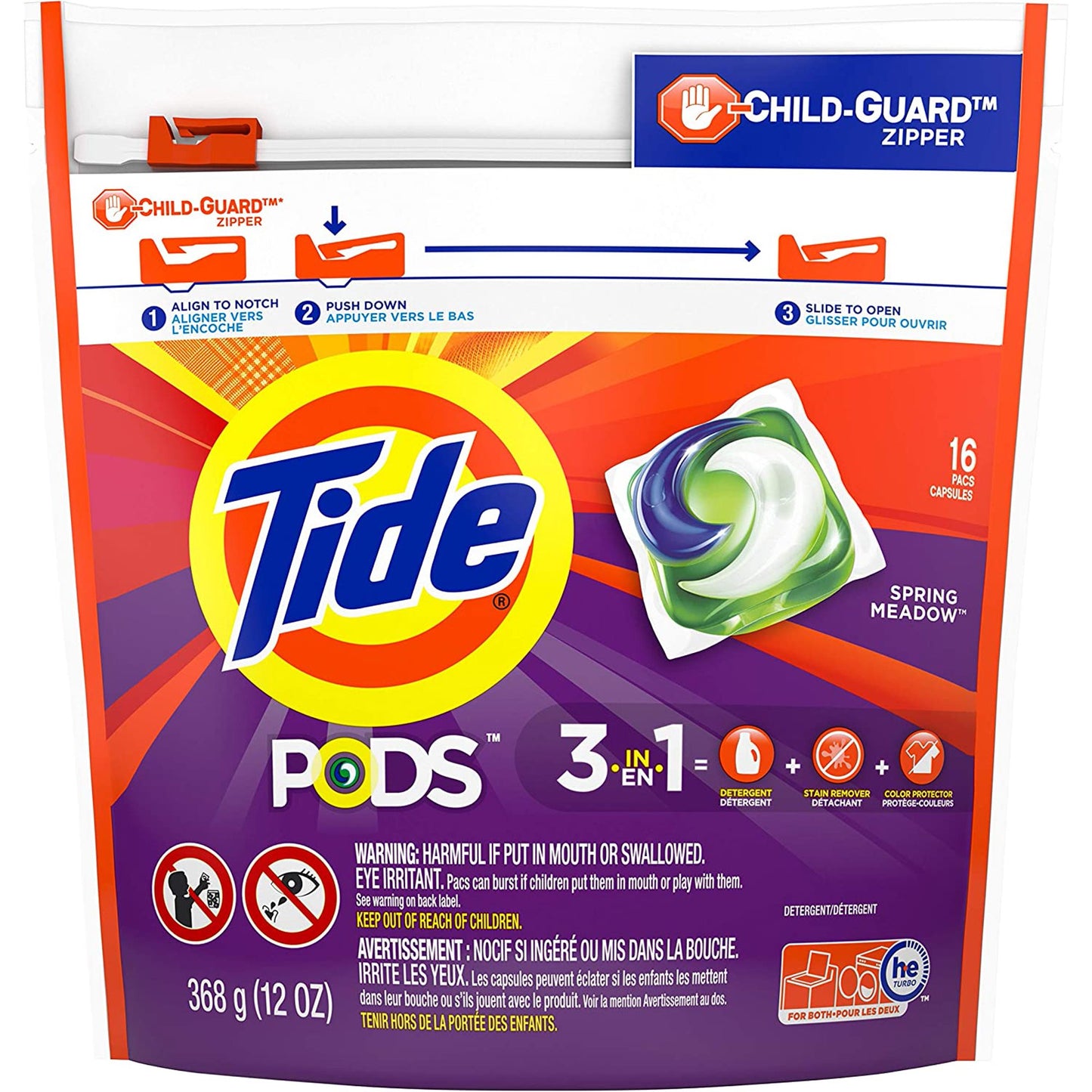 Tide Pods, Laundry Detergent, Spring Meadow, 16 Count